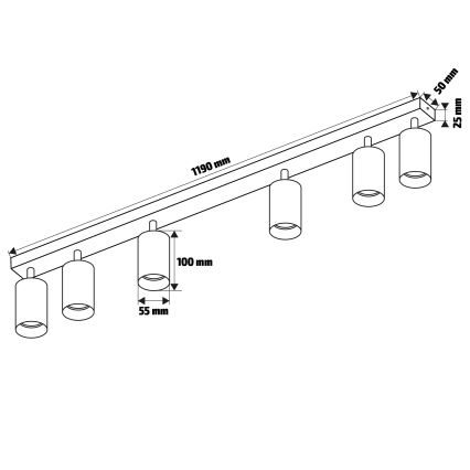 Brilagi - Plafondspot SELE 6xGU10/30W/230V wit/eikendecor