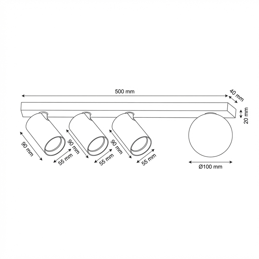 Brilagi - Plafondspot SELE BALL 3xGU10/30W/230V + 1xG9/10W zwart