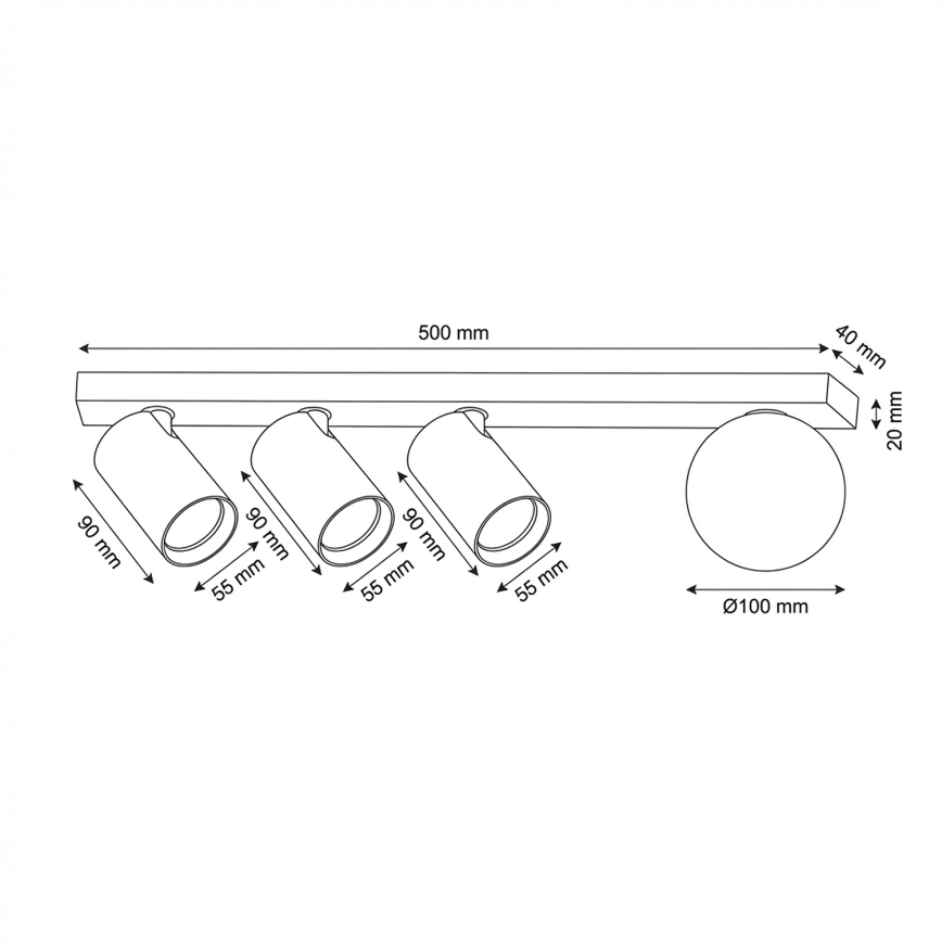 Brilagi - Plafondspot SELE BALL 3xGU10/30W/230V + 1xG9/10W zwart