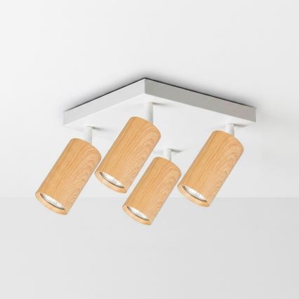 Brilagi - Plafondspot SELE SQUARE 4xGU10/30W/230V wit/eiken decor