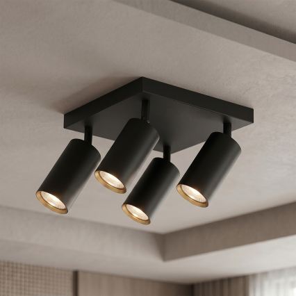 Brilagi - Plafondspot SELE SQUARE 4xGU10/30W/230V zwart/goud