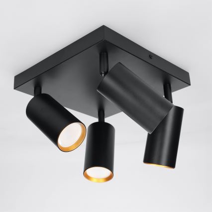 Brilagi - Plafondspot SELE SQUARE 4xGU10/30W/230V zwart/goud