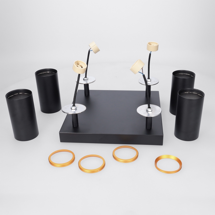 Brilagi - Plafondspot SELE SQUARE 4xGU10/30W/230V zwart/goud