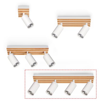 Brilagi - Plafondspot SELE WOOD 4xGU10/30W/230V wit/hout