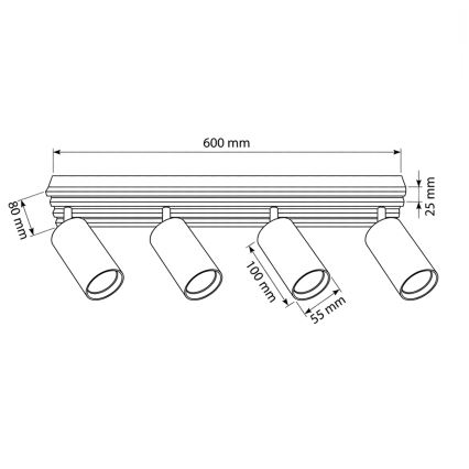 Brilagi - Plafondspot SELE WOOD 4xGU10/30W/230V wit/hout