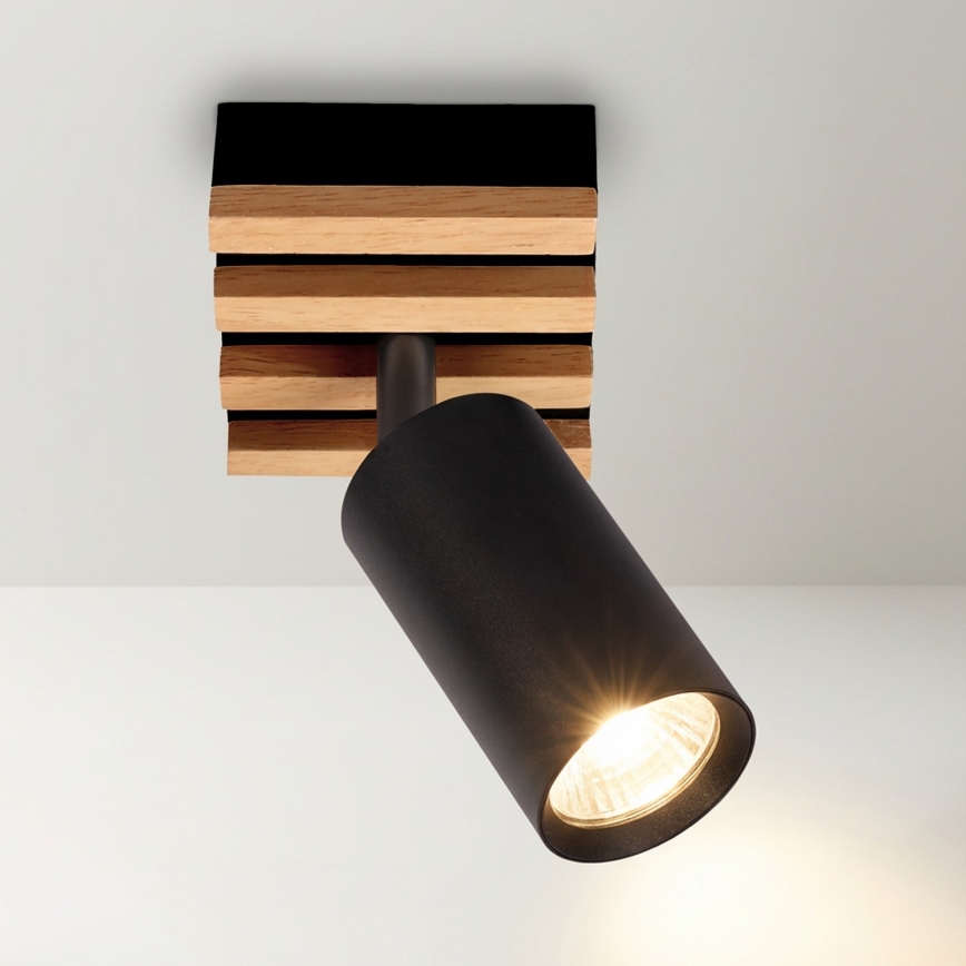 Brilagi - plafondspot SELE WOOD ACOUSTIC 1xGU10/30W/230V zwart/hout