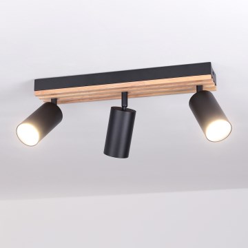Brilagi - Plafondspot SELE WOOD ACOUSTIC 3xGU10/30W/230V zwart/hout
