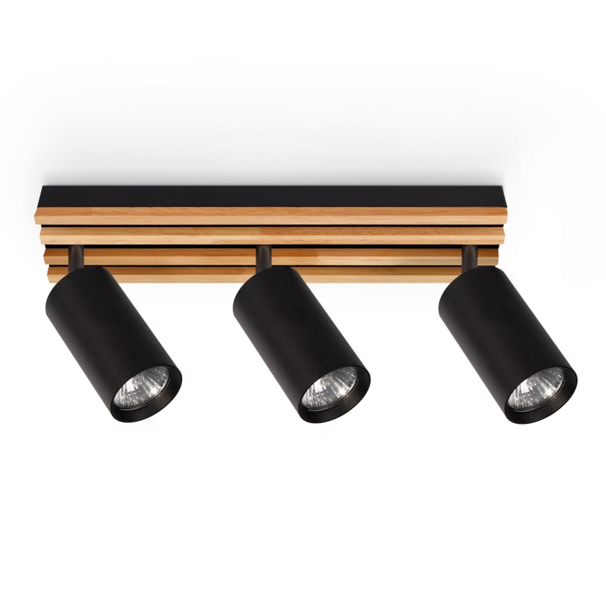 Brilagi - Plafondspot SELE WOOD ACOUSTIC 3xGU10/30W/230V zwart/hout