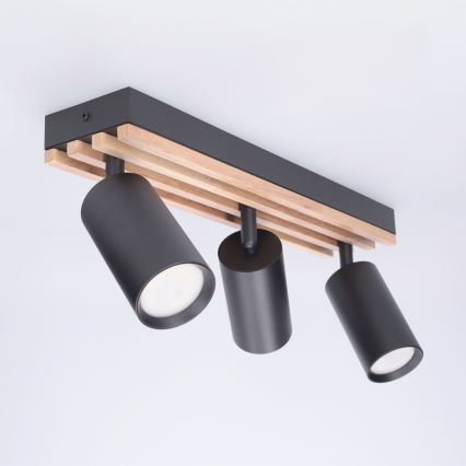 Brilagi - Plafondspot SELE WOOD ACOUSTIC 3xGU10/30W/230V zwart/hout