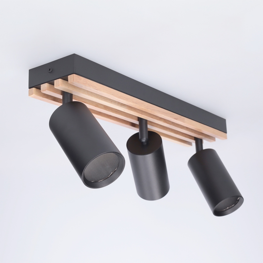 Brilagi - Plafondspot SELE WOOD ACOUSTIC 3xGU10/30W/230V zwart/hout