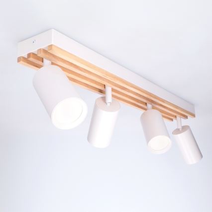 Brilagi - Plafondspot SELE WOOD ACOUSTIC 4xGU10/30W/230V wit/hout