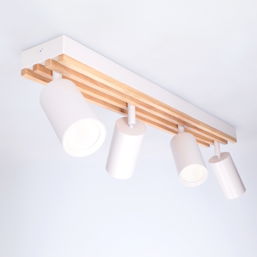 Brilagi - Plafondspot SELE WOOD ACOUSTIC 4xGU10/30W/230V wit/hout