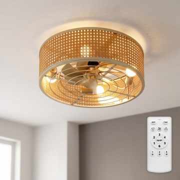 Brilagi - Plafondventilator 4xE27/40W/230V pr. 50 cm bamboe + afstandsbediening