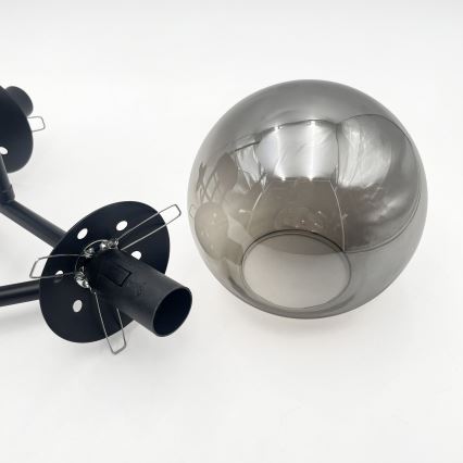 Brilagi - Plafonnière MALIVA 3xE14/15W/230V zwart/rookglas