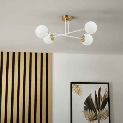 Brilagi - Plafonnière MALIVA 4xE14/15W/230V goud/wit