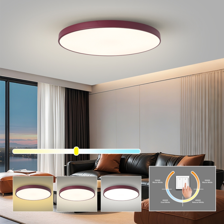 Brilagi - LED plafondlamp POOL LED/100W/230V 3000/4000/6000K Ø 80 cm bordeaux