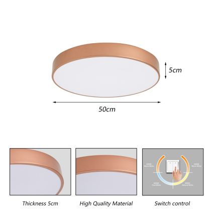 Brilagi - LED-plafondlamp POOL LED/60W/230V 3000/4000/6000K Ø 50 cm bronskleurig