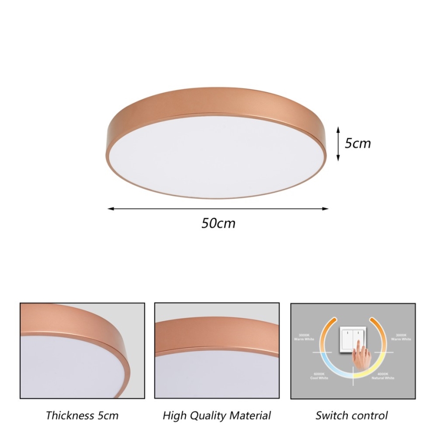 Brilagi - LED-plafondlamp POOL LED/60W/230V 3000/4000/6000K Ø 50 cm bronskleurig