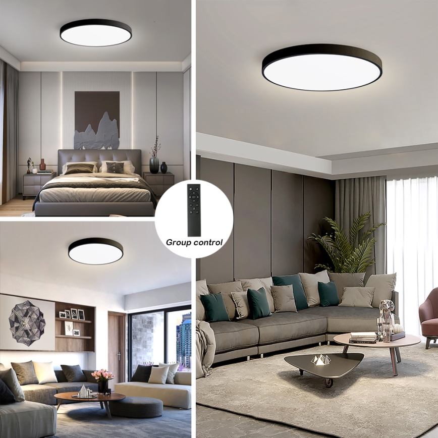 Brilagi - Pool Smart LED Dimbare Plafondlamp 100W/230V 3000-6000K 80 cm Wi-Fi Tuya Zwart + Afstandsbediening