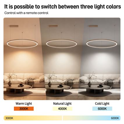 Brilagi - Dimbare LED-hanglamp aan kabel PORTOFINO LED/60W/230V 3000-6000K Ø 80 cm beige + afstandsbediening