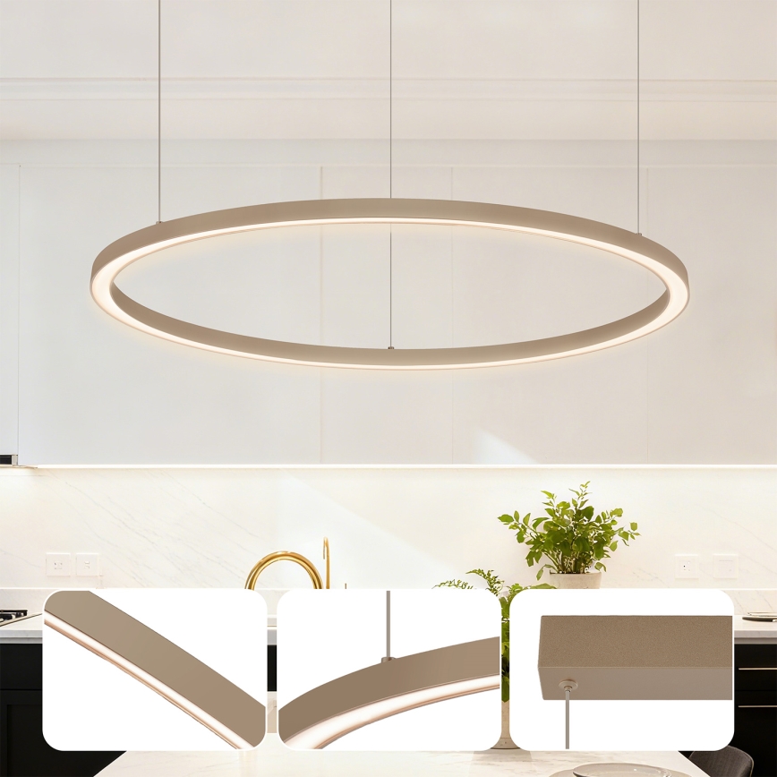 Brilagi - Dimbare LED-hanglamp aan kabel PORTOFINO LED/60W/230V 3000-6000K Ø 80 cm beige + afstandsbediening