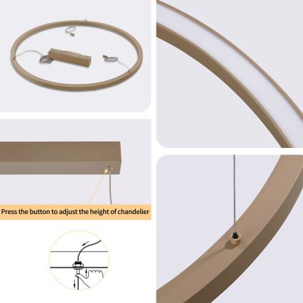 Brilagi - Dimbare LED-hanglamp aan kabel PORTOFINO LED/60W/230V 3000-6000K Ø 80 cm beige + afstandsbediening
