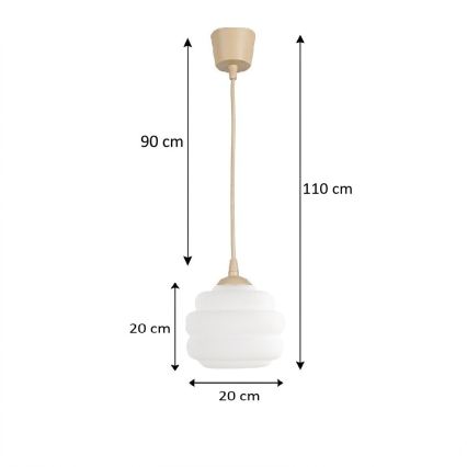 Brilagi - RETRO GLASS LED-hanglamp aan kabel 1x E27/60W/230V Ø 20 cm beige/wit