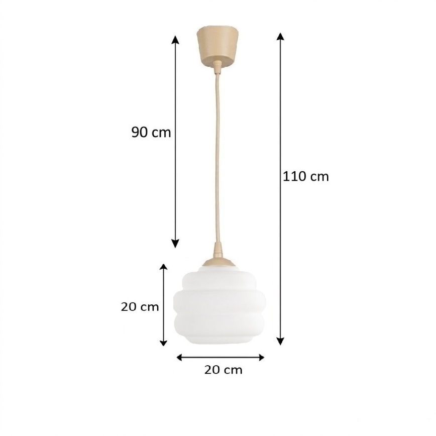 Brilagi - RETRO GLASS LED-hanglamp aan kabel 1x E27/60W/230V Ø 20 cm beige/wit