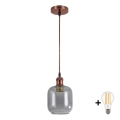 Brilagi - RETRO GLASS LED-hanglamp aan kabel 1xE27/60W/230V Ø 14 cm koper/rookgrijs