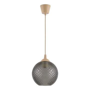 Brilagi - RETRO GLASS LED-hanglamp aan kabel 1xE27/60W/230V Ø 18 cm beige/rookgrijs