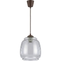 Brilagi - RETRO GLASS LED-hanglamp met kabel, 1xE27/60W/230V, Ø 26 cm, bruin/rookgrijs