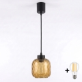 Brilagi - RETRO GLASS LED-hanglamp met snoer 1xE27/60W/230V Ø 14 cm zwart/gerookt bruin