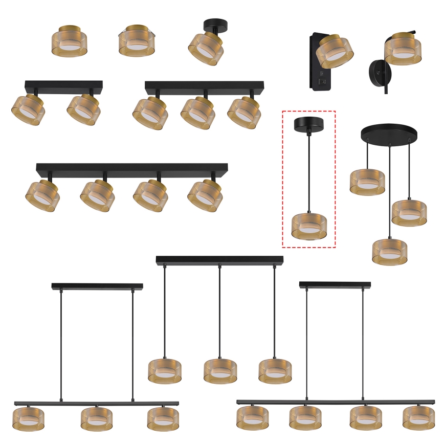 Brilagi - LED RGB+CCT dimbare hanglamp met kabel AURA LUX 1xGX53/14W/230V 2700-6500K Wi-Fi Tuya zwart/goud