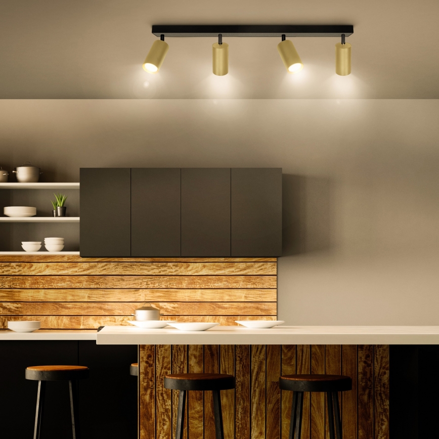 Brilagi - LED RGBW dimbare spot SELE GOLDEN 4xGU10/4,8W/230V 3000K zwart/goud + afstandsbediening