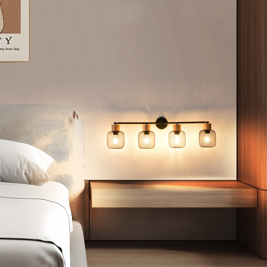 Brilagi - Richtbare spot BASKLITE 4xE27/15W/230V rubberhout/zwart