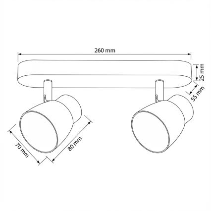 Brilagi - Richtbare spotlamp NUGGET 2xGU10/30W/230V zwart/goud