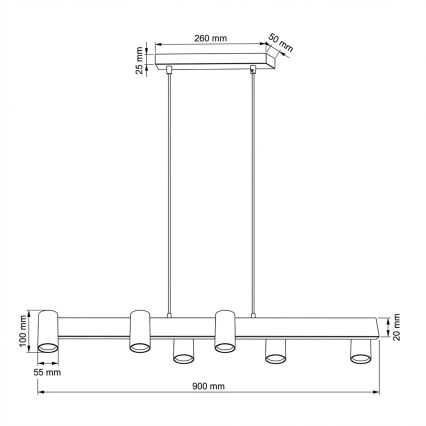 Brilagi - SELE hanglamp aan kabel 6xGU10/30W/230V zwart