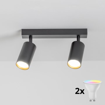 Brilagi - SELE LED RGBW dimbare spot 2xGU10/4,8W/230V 3000K zwart/goud + afstandsbediening