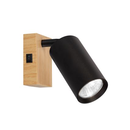 Brilagi - Wandspot met schakelaar SELE 1xGU10/30W/230V zwart/eikendecor