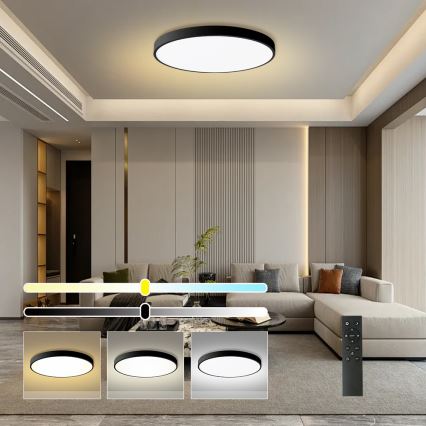 Brilagi - Dimbare SMART LED Plafondlamp POOL/128W/230V 3000-6000K 100 cm Wi-Fi Tuya zwart + afstandsbediening