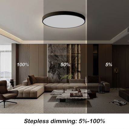 Brilagi - Dimbare SMART LED Plafondlamp POOL/128W/230V 3000-6000K 100 cm Wi-Fi Tuya zwart + afstandsbediening