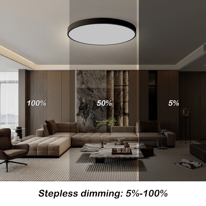 Brilagi - Dimbare SMART LED Plafondlamp POOL/128W/230V 3000-6000K 100 cm Wi-Fi Tuya zwart + afstandsbediening