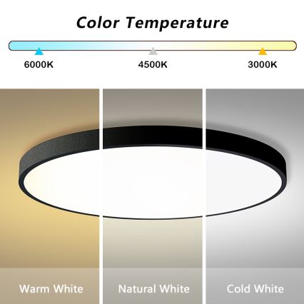 Brilagi - Dimbare SMART LED Plafondlamp POOL/128W/230V 3000-6000K 100 cm Wi-Fi Tuya zwart + afstandsbediening