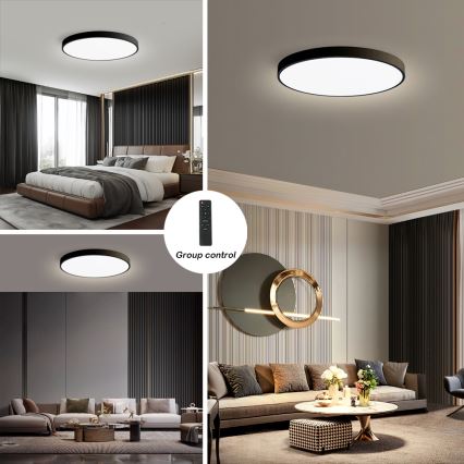 Brilagi - Dimbare SMART LED Plafondlamp POOL/128W/230V 3000-6000K 100 cm Wi-Fi Tuya zwart + afstandsbediening