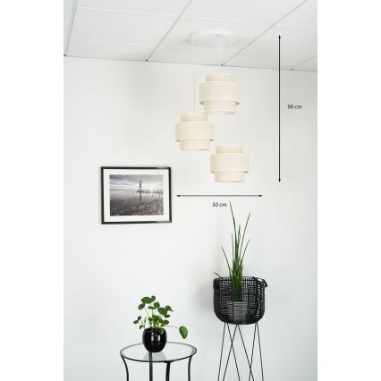 Brilagi - Hanglamp aan kabel SPACE YUTE 3xE27/15W/230V crème/wit
