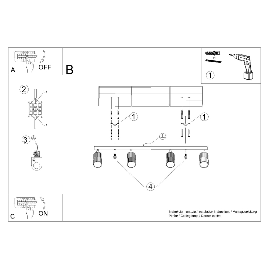 Brilagi - Spot CRESTO 4xGU10/10W/230V zwart