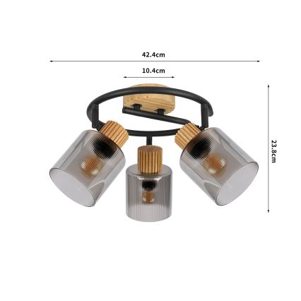 Brilagi - Spot HYGGE 3xE14/15W/230V hout/gerookt