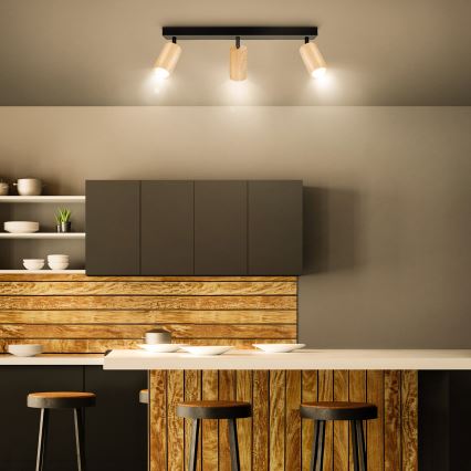 Brilagi - Spot SELE 3xGU10/30W/230V zwart/eiken decor