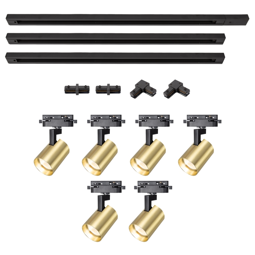 Brilagi - Spot voor railsysteem HUSKY 6x GU10/10W/230V zwart/goud