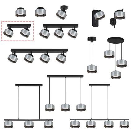 Brilagi - Spotarmatuur AURA LUX 2xGX53/30W/230V zwart/rookglas